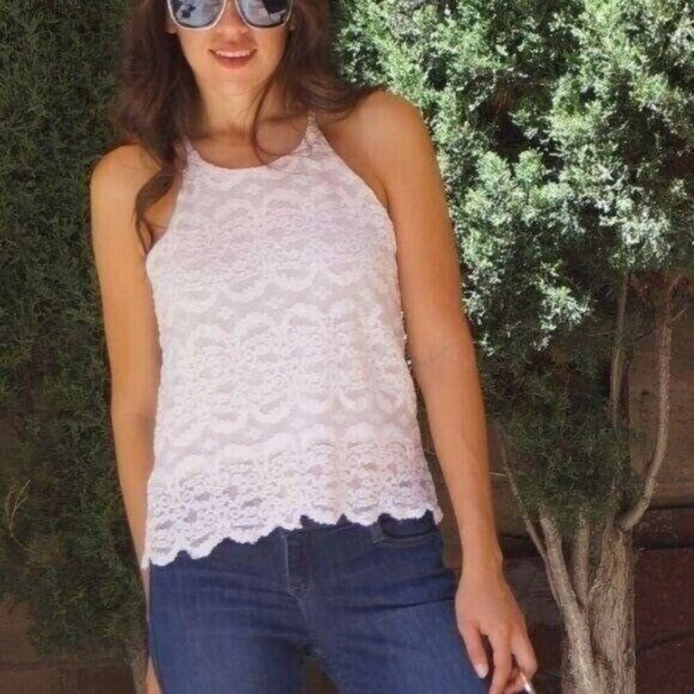 Ivory All Over Lace Romantic Top Small - Picture 2 of 9